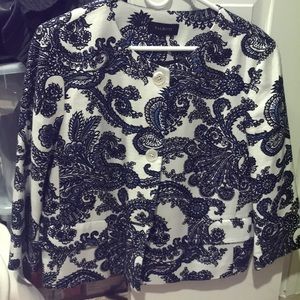 Talbots Blue/ Black Print button jacket